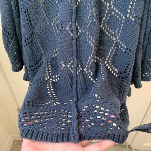 Anthropologie Angel of the North Graduated Diamond Navy Knit Cardigan Preppy Xs - Picture 8 of 12